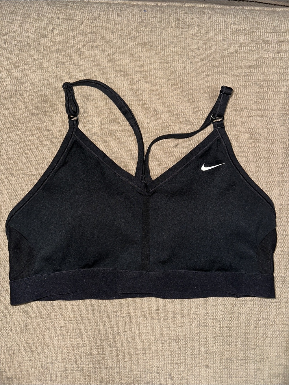 NWOT Size LargeNike Black Racerback Lightweight Sports Bra with Swoosh